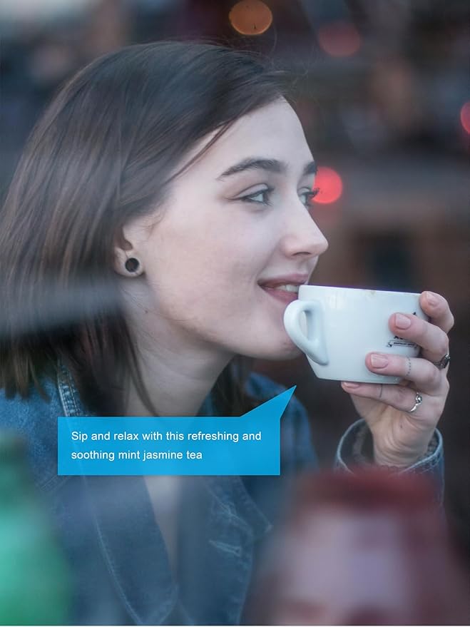 TeeLux Mint Jasmine Tea, 3g/bag, Mint with Jasmine, Lily, Osmanthus, Chrysanthemum, Fresh & Refreshing Flavor, Caffeine Free, 30 Count