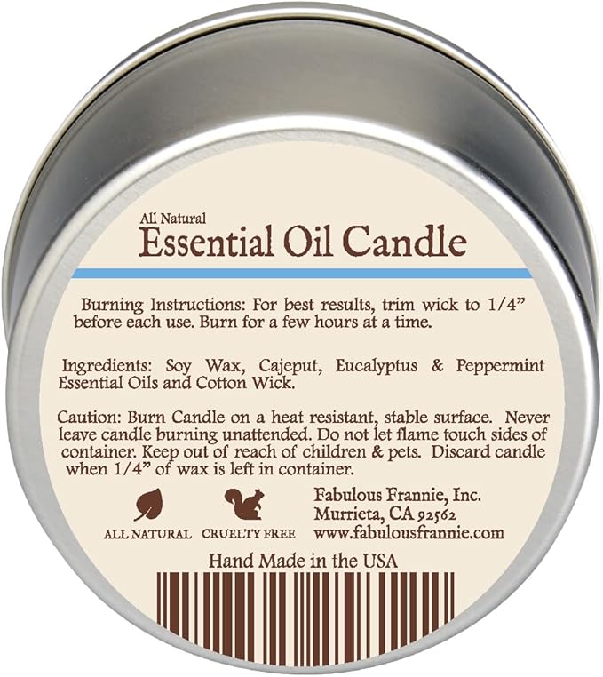 Fabulous Frannie Easy Breathzy All-Natural Soy Candles Cotton Wick High Pure Essential Oil Scent 40 Hours Burn Time Gift for Women & Men 6 Ounce (Pack of 1)