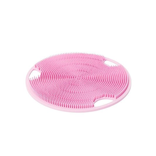 Boie USA Flat Body Scrubber - Soft Silicone-Like Exfoliating Shower Scrubber & Body Cleansing Brush - Stick-to-Wall Loofah Replacement - Antimicrobial Body Exfoliator for All Skin Types (Pink)