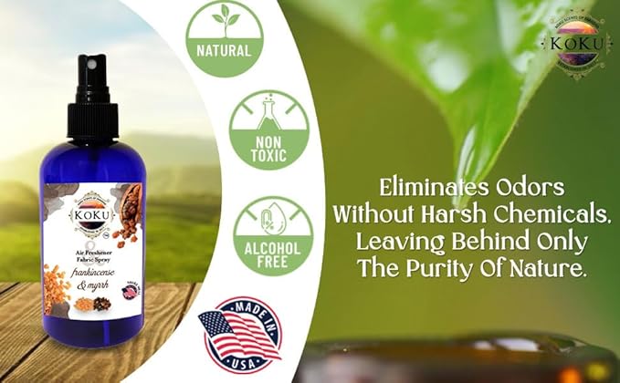 Frankincense Myrrh Air Freshener - Room Spray - Odor Eliminator - Deodorizer - Car Air Freshener - Home Spray - Linen Spray - Fabric Refresher - Non-Toxic - Alcohol Free (4 Oz)