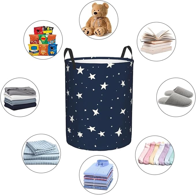 Laundry Basket Small Star Collapsible Large Capacity,63l Dirty Clothes Basket Durable Lightweight Hamper With Handles Ideal For Clothes, Toys Home Organization