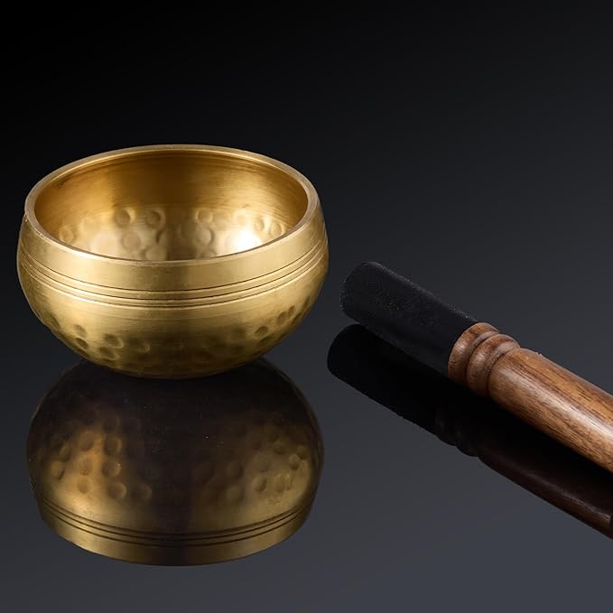 Tibetan Singing Bowl Set (3.15 Inch, copper) - Hand-Hammered, Perfect for Sound Bath, Yoga & Meditation Stress Relief, Comes with Gift Box, Free Palo Santo Wood + California White Sage