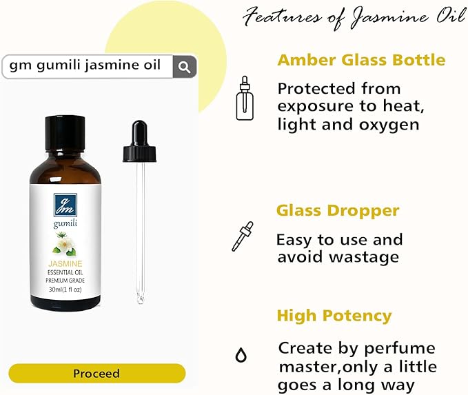 Jasmine Essential Oil, Fragrance Oil Scent Oils for Soap, Dryer Balls, Diffusers, Laundry, Bath Salts - 1 oz/30ml