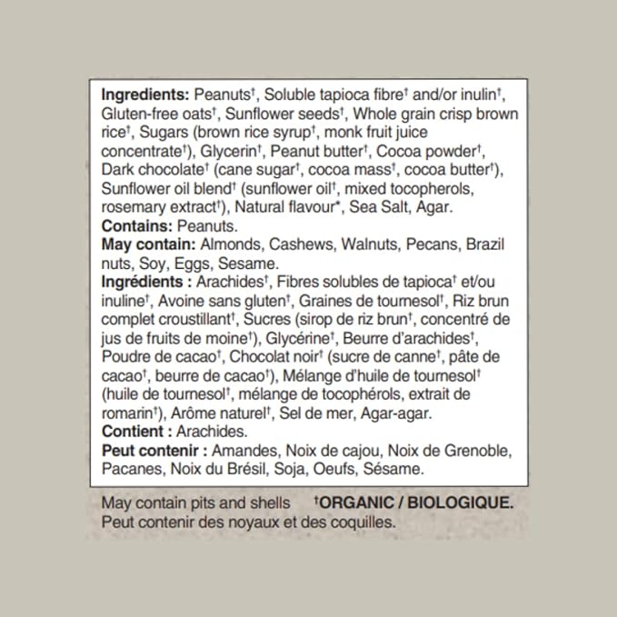 Taste of Nature - Organic 2g Sugar Chocolate Peanut - Low Sugar Snack and Breakfast Bar, High Fiber Energy Bar - 16 Count Snack Pack