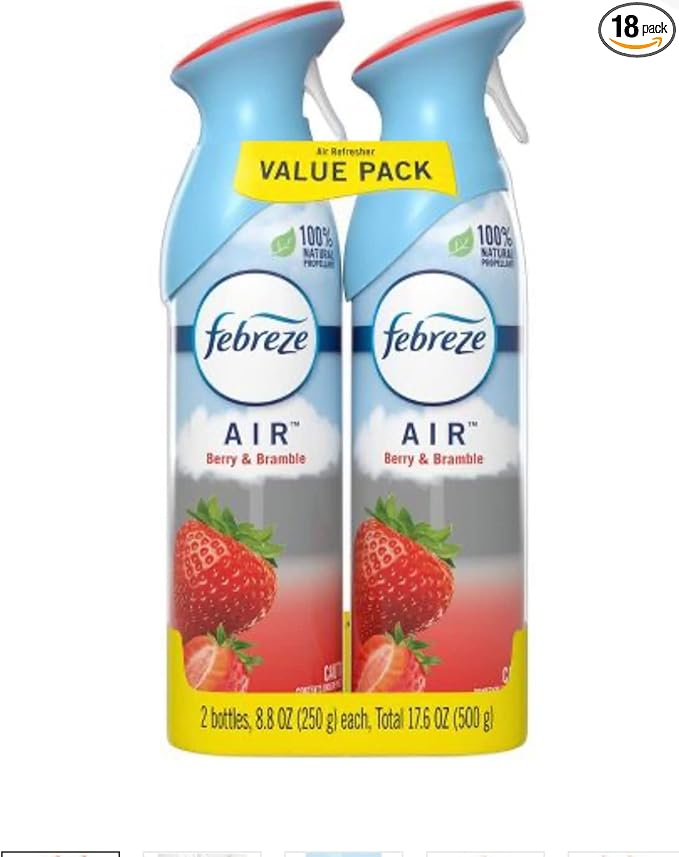 Febreze Air Odor-Eliminating Air Freshener, Berry & Bramble, 2 Ct, 8.8 Fl Oz Each (17.8 Fl oz Total)