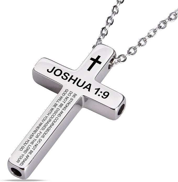 Cross Breathing Necklace for Anxiety, Inspirational Bible Verse Mindfulness Pendant Necklace, Stainless Steel Meditation Breathwork Tool, Anxiety Relief Items for Teens Gift