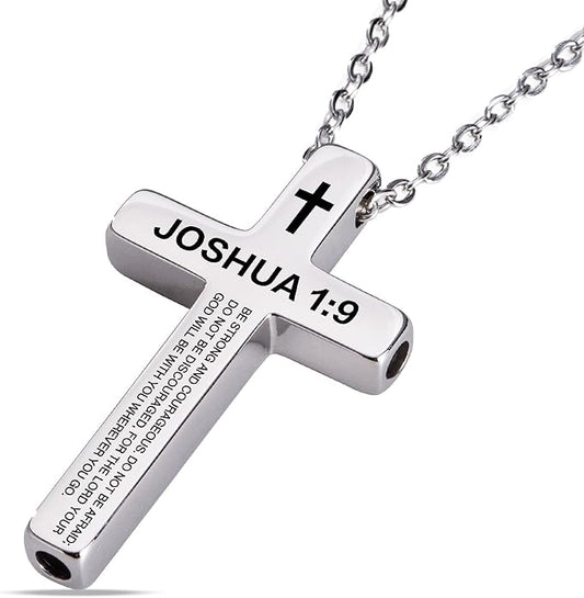 Cross Breathing Necklace for Anxiety, Inspirational Bible Verse Mindfulness Pendant Necklace, Stainless Steel Meditation Breathwork Tool, Anxiety Relief Items for Teens Gift