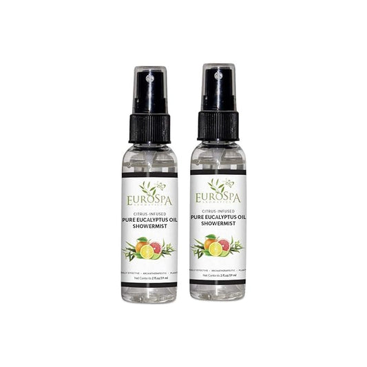 EuroSpa Aromatics Pure Eucalyptus Oil ShowerMist and Steam Room Spray, All-Natural Premium Aromatherapy Essential Oils - Citrus Infused, 2oz, 2 Pack