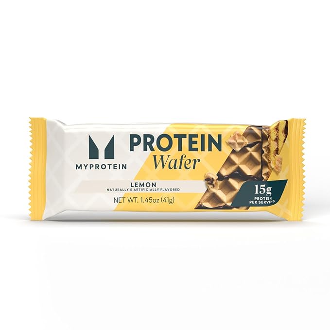 Myprotein Protein Bars, Crispy Protein Wafers, 15g High Protein Snacks, Box of 10 Lemon Wafers Packs, Milk & Whey Protein Isolate, Light & Crunchy