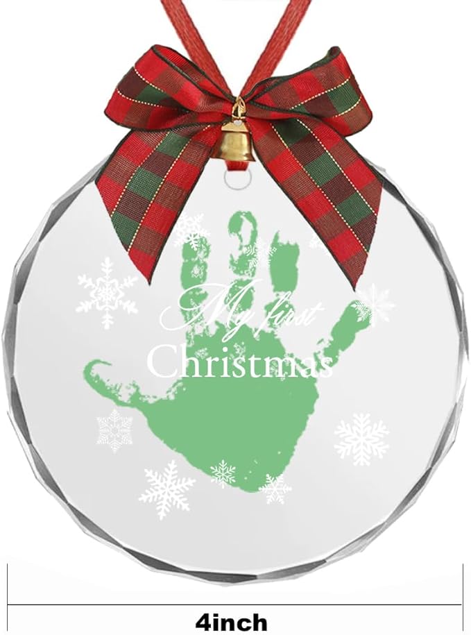 Stylor Baby's First Christmas DIY Handprint Ornament - Crystal Glass Keepsake 2025, for Newborn Boy or Girl, My 1st Xmas Tree Hanging Decoration (Snowflake)