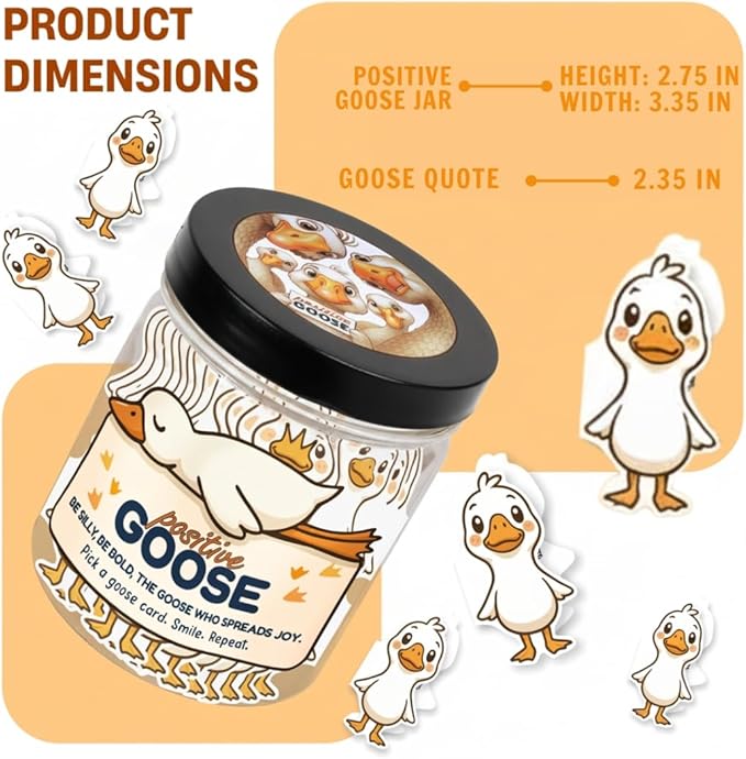 Positive Goose Jar with 60 Affirmation Cards, Emotional Support Goose, Goose Gifts For Women Teens, Desk Goose, Silly Goose, Mental Health Gifts, Funny Gift, Gag Gift
