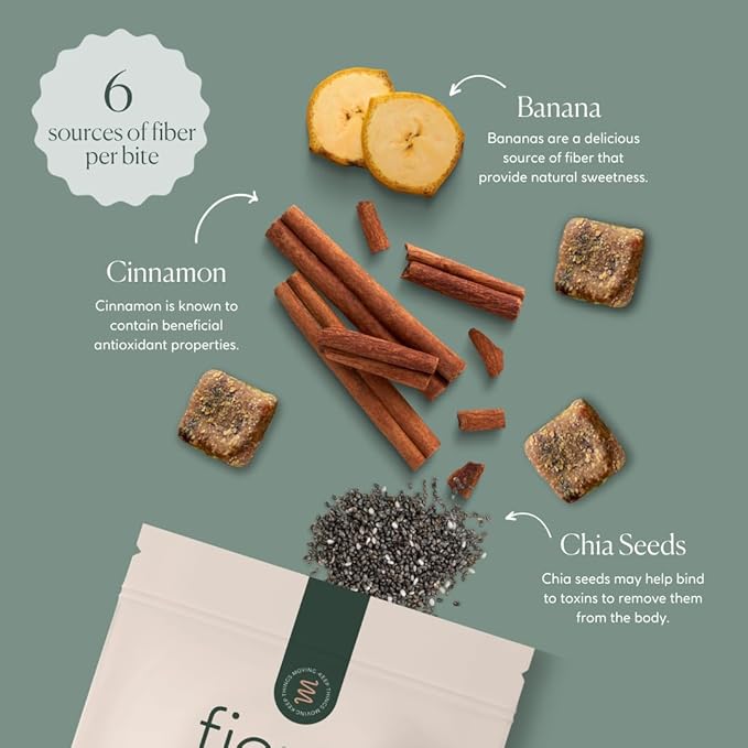 Fiber Supplement - 5g Daily Fiber Bite - Supports Regularity, Digestion and Gut Health - All Natural Ingredients, Banana Cinnamon Flavor, 30 Servings