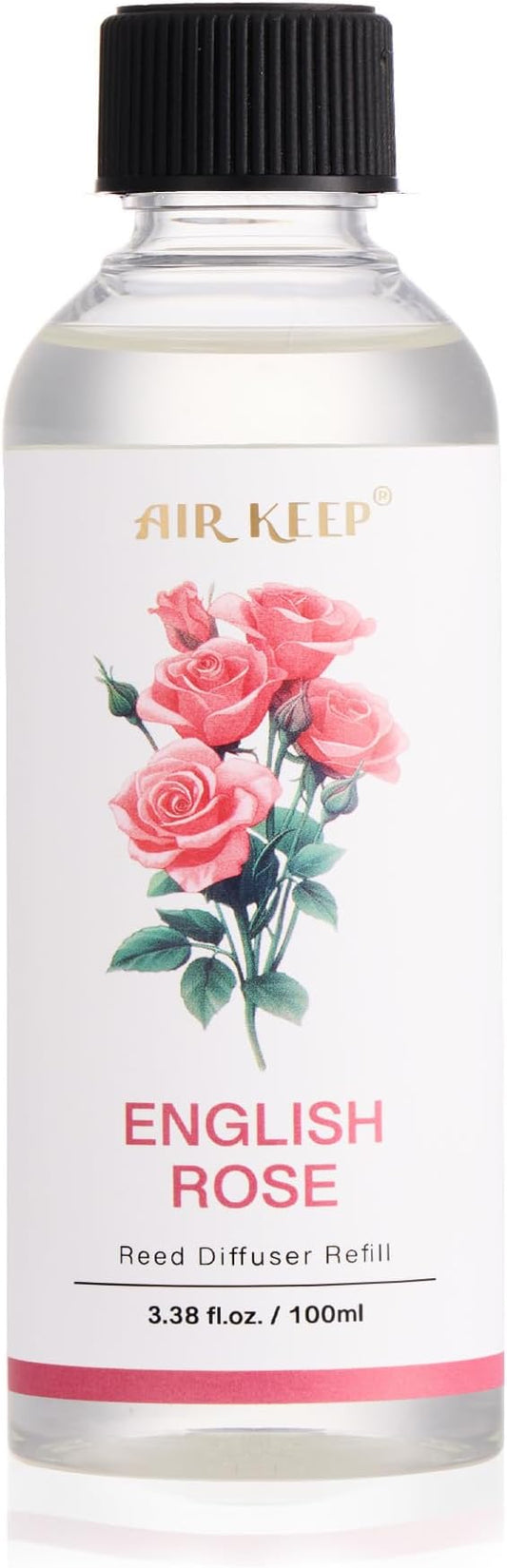 Airkeep Reed Diffuser Oil Refill/English Rose/3.38oz(100ml/1 Pack/Scented Oil Refill for Reed Diffuser Home Fragrance for Bedroom, Bathroom Office Home Decor