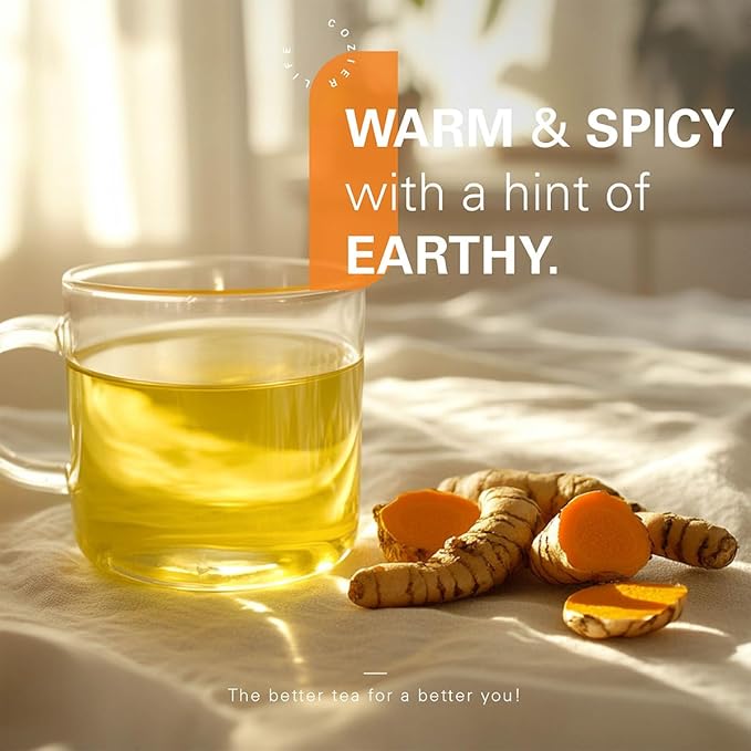 WT WEETEE Turmeric Ginger Tea Bags, 100% Pure Turmeric and Ginger Root Herbal Blend Savory & Spicy, Natural Caffeine-free Spice Tea