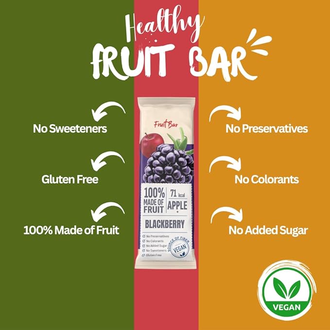 Fruit Snacks Bar by Chaylak, Fruit Leather Variety Pack, 100% Natural, No Sugar Added, Gluten-Free, Vegan, Healthy On-the-Go Snack for Adults & Kids – Assorted Real Fruit Flavors, Bulk 0.70 oz x 25