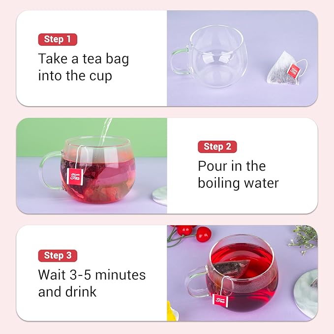 Hibiscus Tea Bags, 100% Natural Hibiscus Flowers Herbal Tea Supports Heart Health, Boosts Immune,Caffeine Free, Non-GMO, No Sugar(1 Pack/50 Bags)