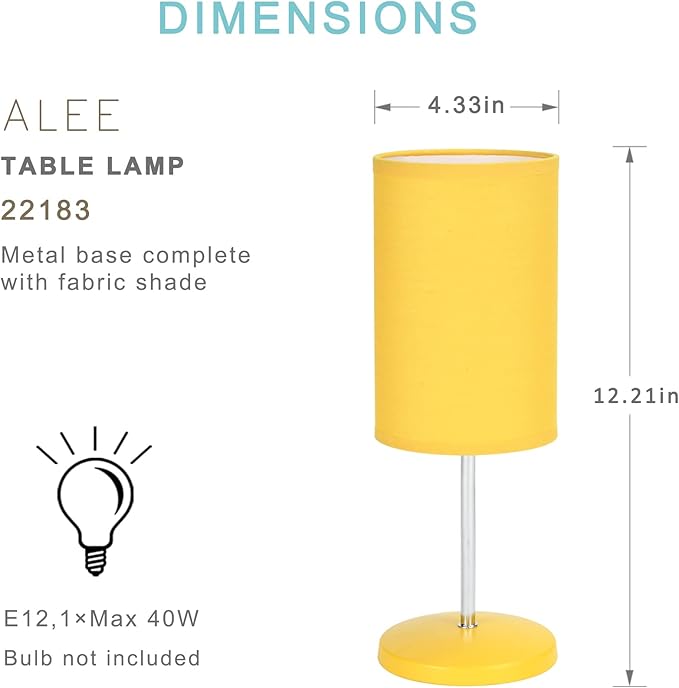 Lampwell Alee Modern Set of 2 Yellow Table Lamps for Living Room & Bedroom, 4.33H12.21IN, Bulb Excluded