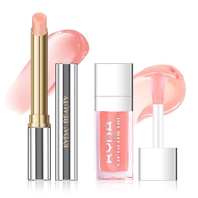 KYDA Pink Honey Lipstick Kit, Includes Honey Lipstick Tinted Lip Balm and Lip Glow Oil, Sheer Natural Pink Lips Color with a Hydrating Oils Formula, for Smooth Dewy Finish