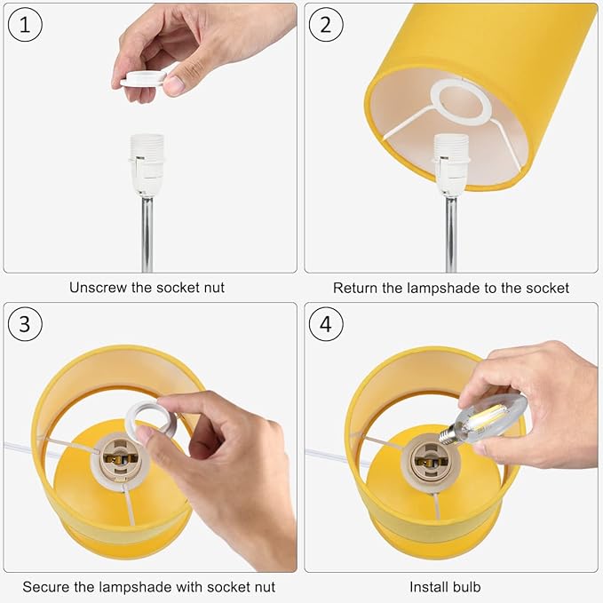 Lampwell Alee Modern Set of 2 Yellow Table Lamps for Living Room & Bedroom, 4.33H12.21IN, Bulb Excluded