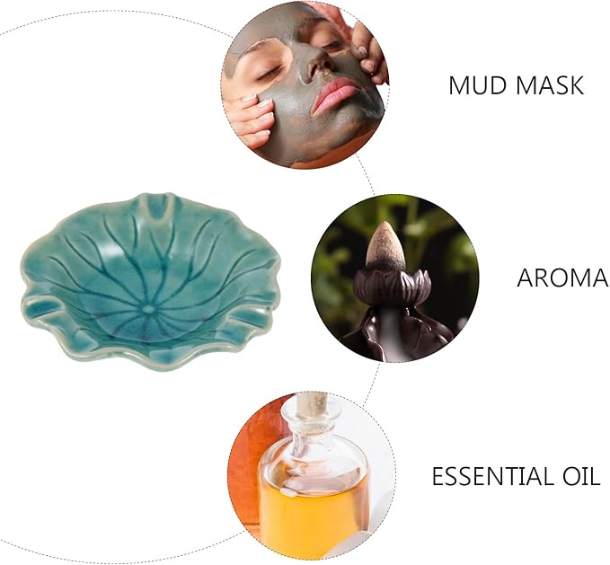 Ceramic Dish for Electric Oil Burner Warmer Diffuser Bowl Holder Essential Oil Plate Ceramic Oil Warmer Tealight Candle Holder Bowl Home Decoration Blue