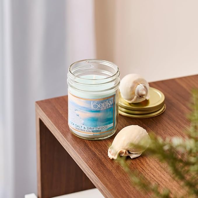 8oz Sea Salt Scented Candles for Home, Salt and Sea Scented Beach, 45 Hrs Soy Wax Candle for Stress Relief, House Aromatherapy Candle Gifts for Men and Women