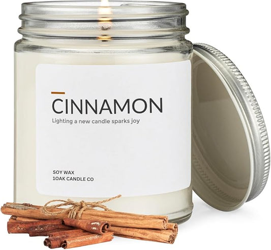 1OAK Soy Wax Scented Candles (Cinnamon) - Soy Candles for Home Scented - Long Burning Premium - Hand-Poured (7oz.)