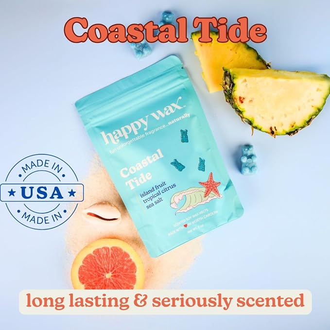 Happy Wax Fan Favorites Collection Scented Natural Soy Wax Melts – 6 Total Oz. of Scented Wax Melts, Collection Includes Lemon Verbena, Coastal Tide and Eucalyptus Spearmint
