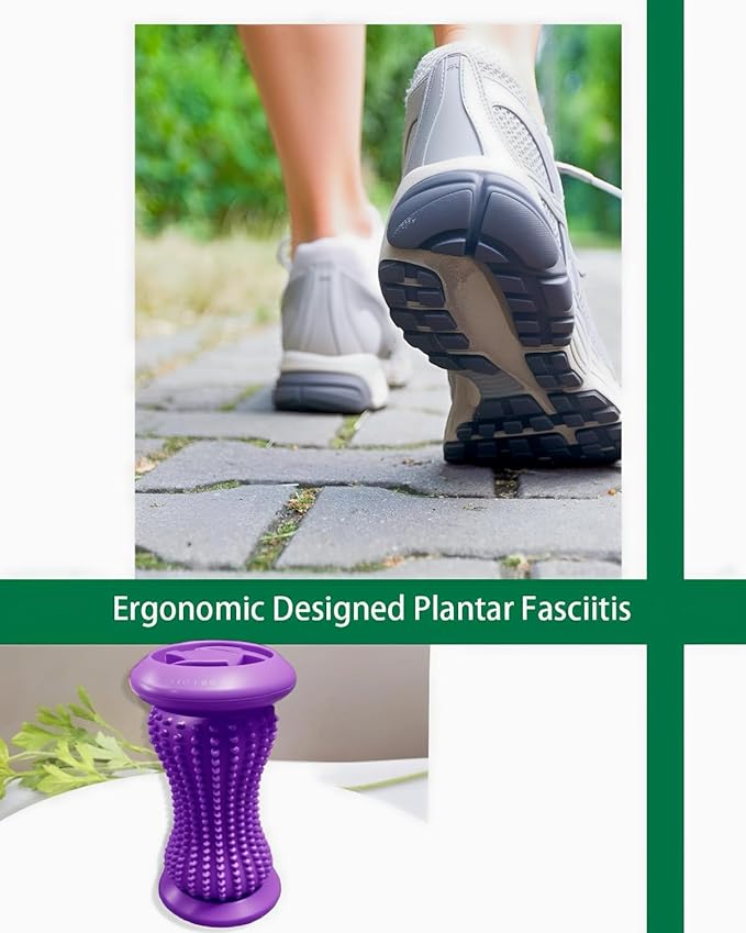 Manual Foot Massager Roller for Plantar Fasciitis Relief, Portable Deep Tissue Muscle Massage Roller for Foot Arch and Heel Pain, Effective Reflexology Tool Relax The Nerves (Rose Purple)