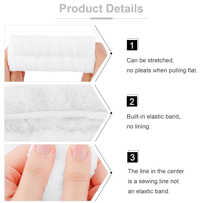 VELSCRUN 6 Pack Spa Headband, Makeup Headband, Face Wash Headband, Skincare Headbands, White Sponge Hair Band Bow Tie Spa Headband for Washing Face Wristband Set Hair Accessories for Women Gifts