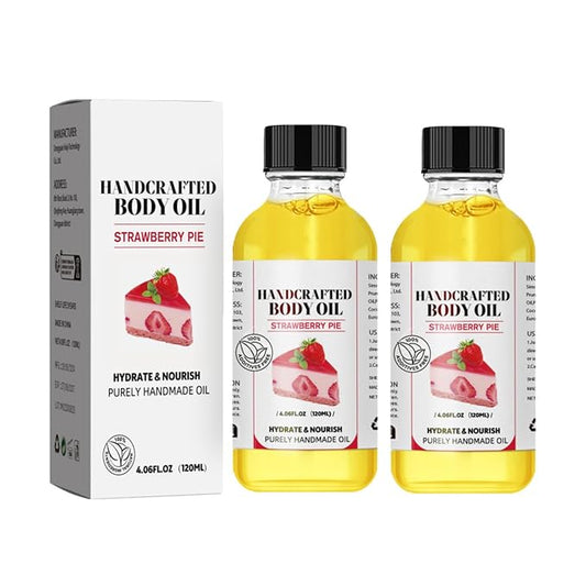 Strawberry Cheesecake Body Oil, 2PCS Handcrafted after Shower Moisturizing Body Oil, 4.06 Fl Oz (2 Strawberry)