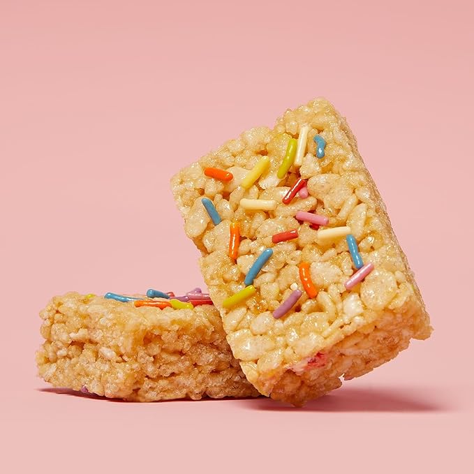Skinny Crispy Birthday Cake Rice Treats – Low Sugar (4g), Vegan, Gluten-Free, Dairy-Free, Non-GMO, Top 9 Allergen-Free, Healthy Snack Bars, 10 Count