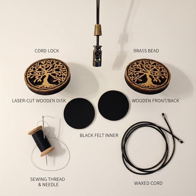 Wood Car Air Freshener — Compass Mountains — Handmade Unscented DIY Essential Oil Hanging Diffuser with Felt Insert — Add Your Own Oils — Refillable — Car/Truck/SUV — Cardboard Box