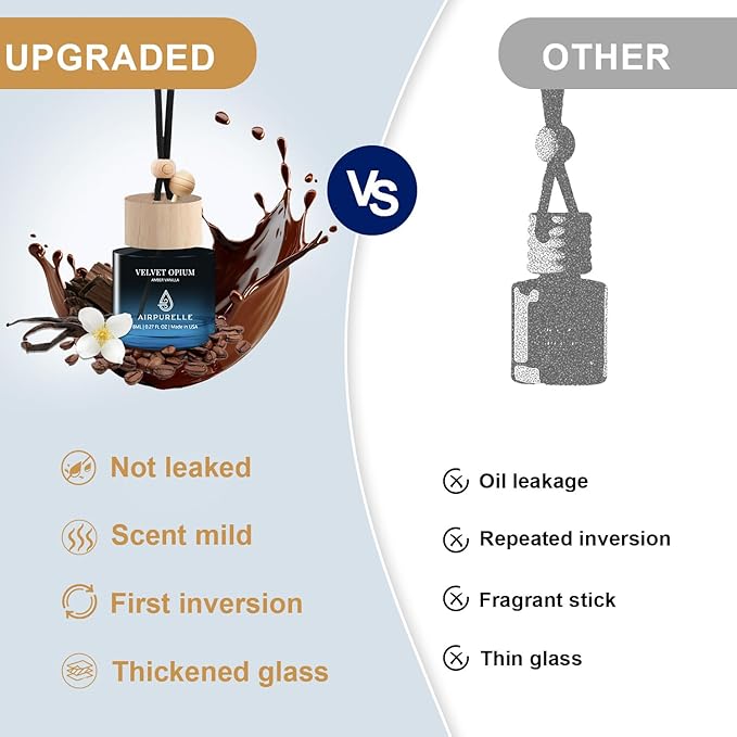 Car Air Freshener Hanging 4 Pack - Air Fragrance Oil Air Diffuser for Car, 90+ days Long Lasting Fragrance, Four 0.27 FL OZ/8ML Made in USA Ca r A ir Freshener for women - Mothers Day Gifts