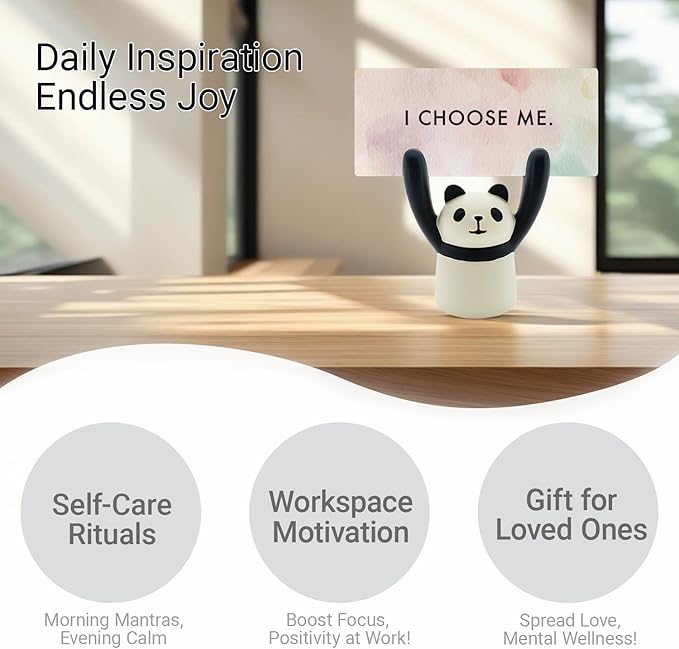 ZEARPT Affirmation Card Deck for Women, Self Care Gift, Positive Affirmation Cards with Holder, Gift for Her, Daughter, Niece, Sister, Daily Affirmations, Midlife Manifestation Gift (White - Panda)