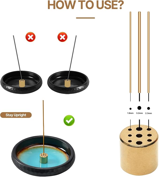 Ceramic Incense Burner,Handmade Incense Stick Incense Burner Reflux Burner,Sage, Coil Incense, Ash Catcher, Smudge Bowl for Yoga Meditation Room Décor,Crack Blue