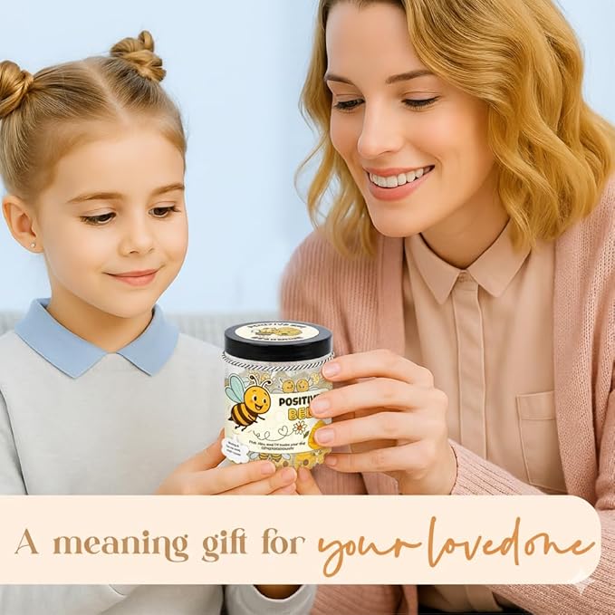 60 Positive Bee Cards Jar, Affirmation Cards for Women, Emotional Support Bee, Bee Themed Gift, Bee Gifts for Women, Bee Gifts for Bee Lovers, Bumble Bee Gift