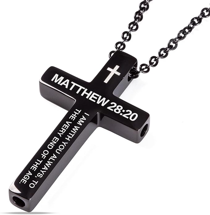 Cross Breathing Necklace for Anxiety, Inspirational Bible Verse Mindfulness Pendant Necklace, Stainless Steel Meditation Breathwork Tool, Anxiety Relief Items for Teens Gift
