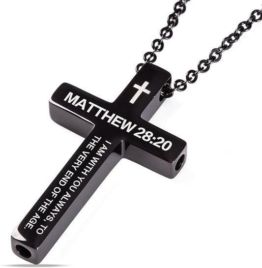 Cross Breathing Necklace for Anxiety, Inspirational Bible Verse Mindfulness Pendant Necklace, Stainless Steel Meditation Breathwork Tool, Anxiety Relief Items for Teens Gift