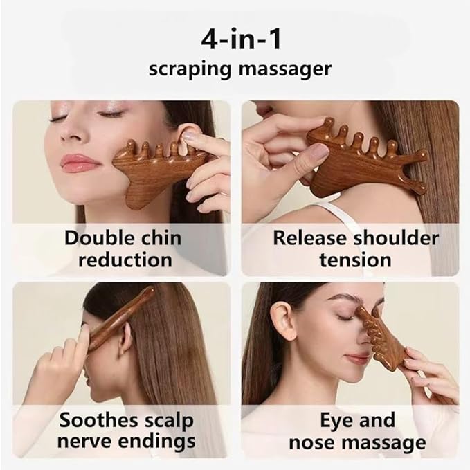 4Pcs Wood Therapy Massage Tools Lymphatic Drainage Massager Wooden Massager Body Sculpting Tools for Body gua sha,Anti-Cellulite,Pain Relief