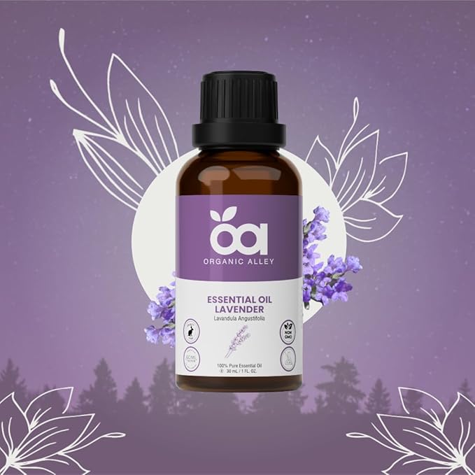 Lavender Essential Oil by Organic Alley | 100% Pure Therapeutic Grade | Natural Aromatherapy Oil | Essential Oil for Relaxation | Lavandula Angustifolia (1 Fl Oz, Lavender)