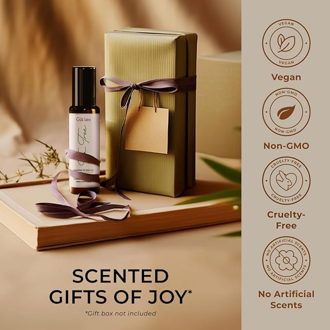 Gya Labs Tea Tree Essential Oil Roll On - 0.34 Fl Oz - Travel Size Roller for Camping, Skin, Aromatherapy Relief, Convenience