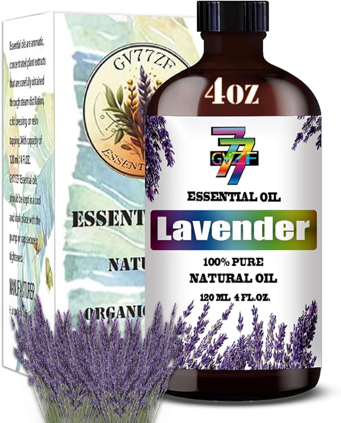 Lavender Essential Oil (4 oz/120 ml) — Lavender Oils for Aromatherapy, diffusers, humidifiers, Home fragrances, DIY Skincare, soap Making, DIY Candle Making, Relaxation, Yoga, and Meditation