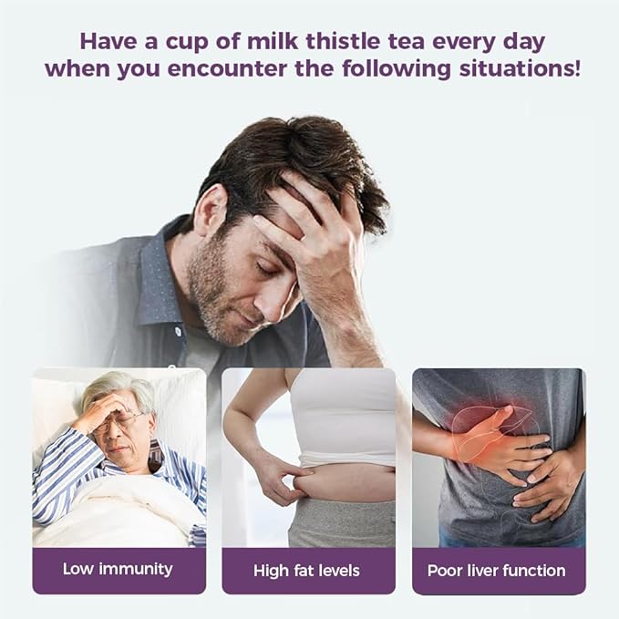 WOTIHA-Natural Milk Thistle Leaf Tea 180g.60 Herbal Tea Bags. for Liver Support .Detox Tea.Non-GMO • Additive-Free • Caffeine-Free