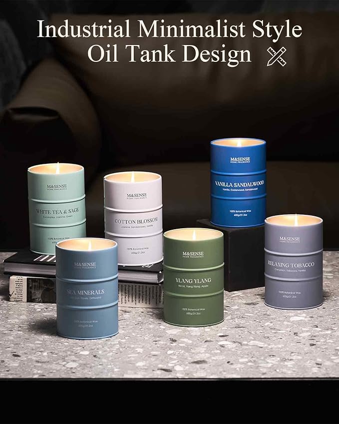 M&SENSE Jasmine Scented Candles Large, Natural Soy Candles 21.2oz 120 Hour Slow Burning,Aromatherapy Candle for Stress Relief Meditation Relaxing