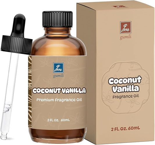 Coconut Vanilla Fragrance Oil 2 Oz, Natural Scent Oil for Home Essential Oils Diffuser, Candle Making, Soap Making, DIY Body Oils, Perfume, Body Mist, Spray