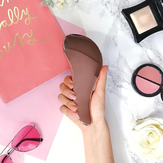 7-Piece Spa Beauty Set with Rose Gold Detangler Brush – Complete Self-Care and Hair Care Bundle for Relaxation and Tangle-Free Styling