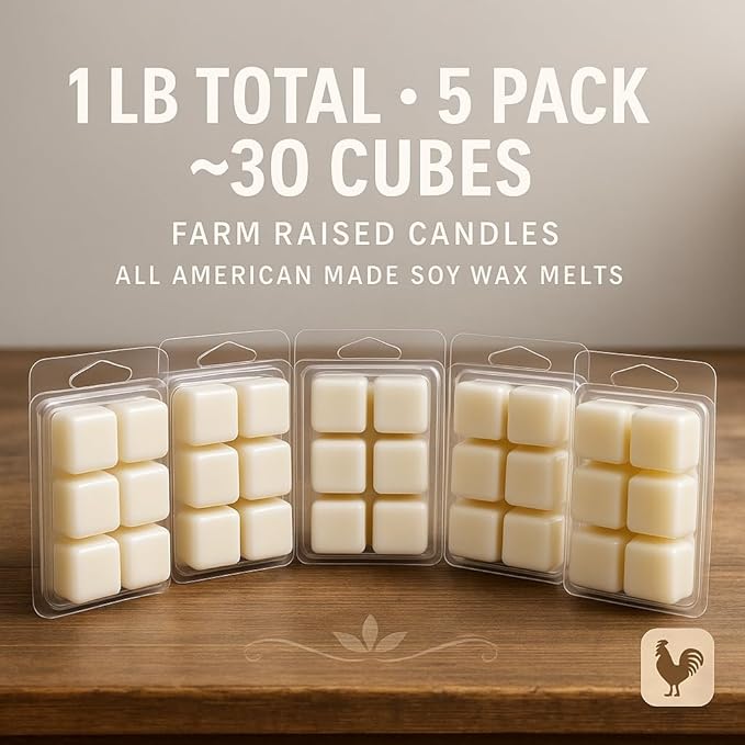 Farm Raised Candles - Pumpkin Patch Soy Wax Melts 1 LB Variety Pack (5 Scents) β Hand-Poured 100% Soy β Butterscotch, Vanilla Pie, Spice, Latte & Apple Cider β Fresh from The Farm Soy Wax Melts