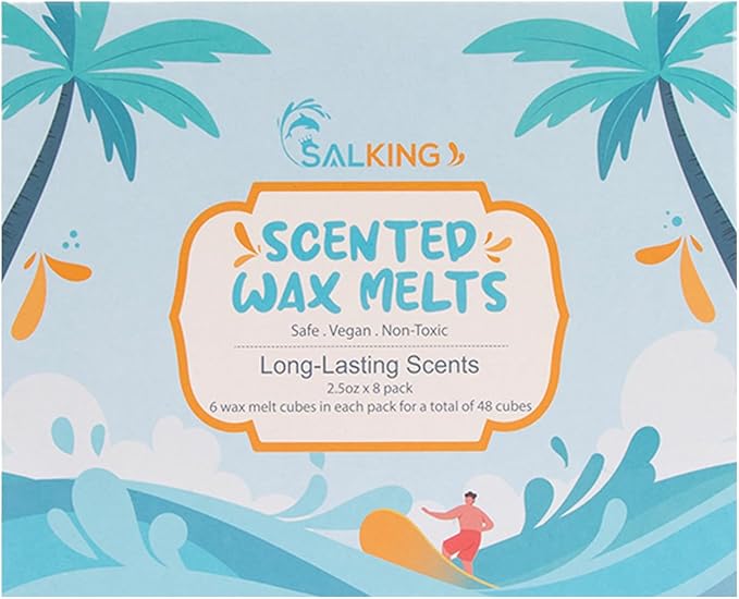 SALKING Summer Scented Wax Melts, Soy Wax Melts Gift Set, Wax Cubes/Tarts for Warmer - Ocean Breeze, Coconut, Mojito, Vanilla Ice Cream, Pineapple, Watermelon, Pink Sands, Night, 8x2.6 oz