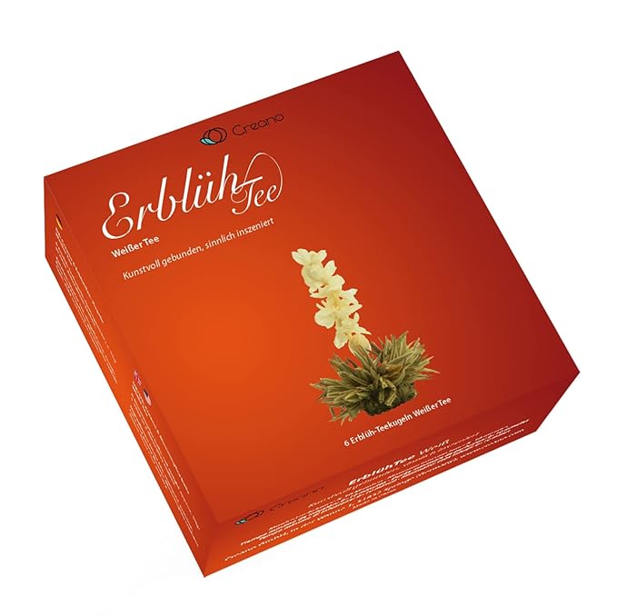 Creano Blooming Tea Sampler in a Classy Gift Box to Try - White Tea - Gift for Women, Mom, Tea Lovers - 6 Pieces (Pack of 1)