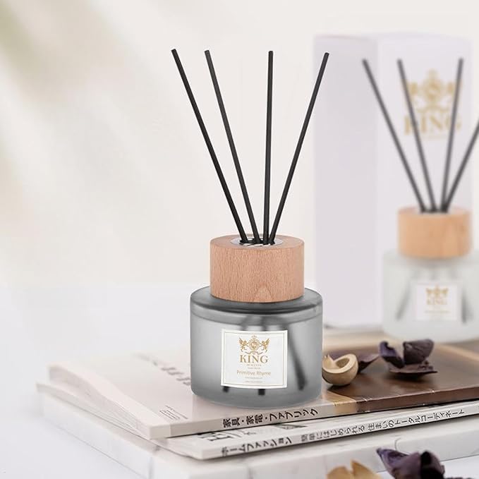 Reed Diffuser (200ml) Primitive Rhyme Reed Diffuser Set,Reed Diffuser & Oil Diffuser Sticks with Flower, Aromatherapy, Home & Kitchen Décor,Fragrance and Gifts